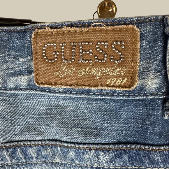 Vtg Guess 1981 Los Angeles Daredevil Bootcut Woman Teen Distressed Jeans 29 Y2K - Picture 4 of 14